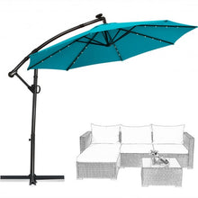 Load image into Gallery viewer, 10FT 360 Rotation Solar Powered LED Patio Offset Umbrella-Turquoise
