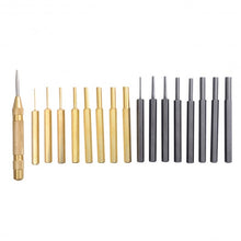 Load image into Gallery viewer, 18 Pcs Brass &amp; Steel Punch Set Solid w/ Automatic Pin Center Pouch
