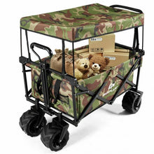 Load image into Gallery viewer, Collapsible Garden Folding Wagon Cart with Canopy-Camouflage

