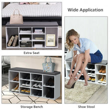 Load image into Gallery viewer, 10-Cube Organizer  Entryway Padded Shoe Storage Bench-White
