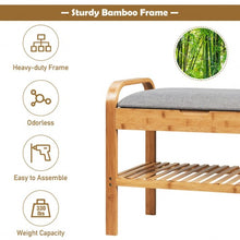 Load image into Gallery viewer, Shoe Rack Bench Bamboo with Storage Shelf -Natural
