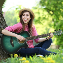 Load image into Gallery viewer, 40" Full Size Cutaway Acoustic Guitar Starter Guitarra Bundle Kit -Green
