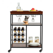 Load image into Gallery viewer, 3 Tier Storage Bar Serving Cart with Wine Rack
