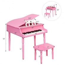Load image into Gallery viewer, 30-Key Wood Toy Kids Grand Piano with Bench &amp; Music Rack-Pink
