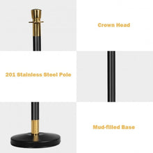Load image into Gallery viewer, 6 Pcs Round Top Polished Stainless Stanchions Posts Queue Pole with 5 ft BlackVelvet Rope
