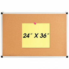Load image into Gallery viewer, 24" x 36" Aluminum Framed Cork Board Bulletin Board with 12 Pins-1 Pack
