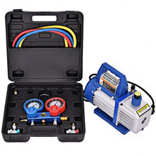 Load image into Gallery viewer, 4CFM 1/3HP Air Vacuum Pump HVAC Refrigeration Kit AC Manifold Gauge Set R134
