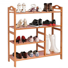 Load image into Gallery viewer, 4 Tiers Multifunction Bamboo Storage Shoe Rack
