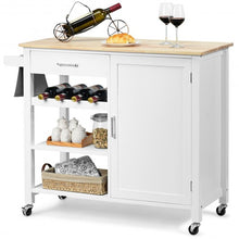 Load image into Gallery viewer, 4-Tier Wood Drawer Kitchen Cart with Storage Shelf and Casters
