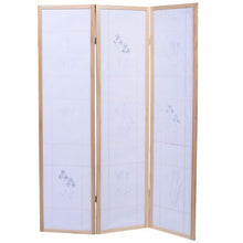 Load image into Gallery viewer, 3 Panels Printing Flower Solid Wood Room Screen-Natrual
