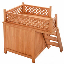 Load image into Gallery viewer, Wood Pet Dog House with Roof Balcony &amp; Bed Shelter
