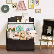 Load image into Gallery viewer, Kids Wooden Toy Storage Unit Organizer w/ Rolling Toy Box &amp; Plastic Bins-CF

