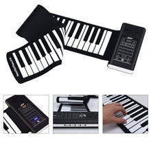 Load image into Gallery viewer, 61 Key Electronic Roll up Silicone Rechargeable Piano Keyboard-Black
