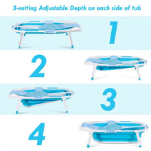 Load image into Gallery viewer, Baby Folding Collapsible Portable Bathtub w/ Block-Blue
