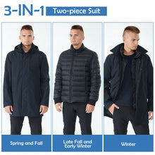 Load image into Gallery viewer, Men's�Interchange�3�in�1�Waterproof Detachable Ski�Jacket-Black-XL
