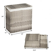 Load image into Gallery viewer, Laundry Hamper Hand-Woven Synthetic Rattan Laundry Basket-Gray
