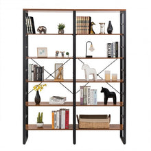 Load image into Gallery viewer, 80.7" Double Wide 6-Shelf Bookcase Industrial Metal Storage Shelf
