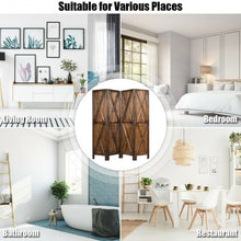 Load image into Gallery viewer, 5.6 Ft 4 Panels Folding Wooden Room Divider-Brown

