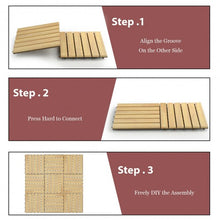 Load image into Gallery viewer, 10 PCS 12" x 12" Acacia Wood  Interlocking Stripe Deck Tiles
