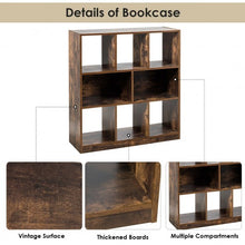Load image into Gallery viewer, Open Compartments Industrial Freestanding Bookshelf-Brown
