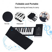 Load image into Gallery viewer, 61 Key Electronic Roll up Silicone Rechargeable Piano Keyboard-Black
