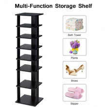 Load image into Gallery viewer, 7-Tier Shoe Rack Practical Free Standing Shelves Storage Shelves -Black
