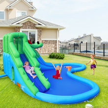 Load image into Gallery viewer, Inflatable Water Park Crocodile Bouncer Dual Slide Climbing Wall
