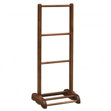 Load image into Gallery viewer, 3-Bar Acacia Wood Freestanding Bathroom Towel Rack  w/Bottom Storage Shelf-Brown
