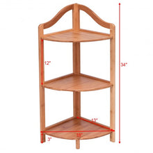 Load image into Gallery viewer, 3 Tiers Free Standing Bamboo Corner Shelving Rack
