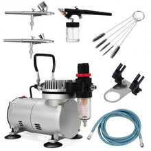 Load image into Gallery viewer, 3 Compressor Kit Dual-Action Spray Air Brush Set

