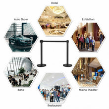 Load image into Gallery viewer, 6 pcs Retractable Black Stanchion Posts Queue Pole
