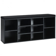 Load image into Gallery viewer, 10-Cube Organizer  Entryway Padded Shoe Storage Bench-Black
