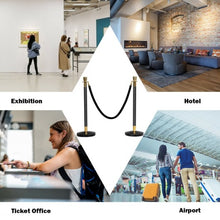 Load image into Gallery viewer, 6 Pcs Round Top Polished Stainless Stanchions Posts Queue Pole with 5 ft BlackVelvet Rope
