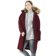 Load image into Gallery viewer, Women's Hooded Long Down Coat with Faux-fur Trim-Red-XL
