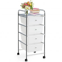 Load image into Gallery viewer, 4-Drawer Cart Storage Bin Organizer Rolling with Plastic Drawers-White
