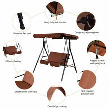 Load image into Gallery viewer, Loveseat Cushioned Patio Steel Frame Swing Glider-Coffee

