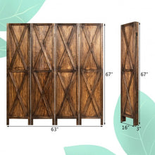 Load image into Gallery viewer, 5.6 Ft 4 Panels Folding Wooden Room Divider-Brown
