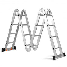 Load image into Gallery viewer, 15.5' 16-Step Multi Purpose Aluminum Folding Scaffold Ladder
