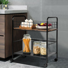 Load image into Gallery viewer, 2-Tier Storage Rolling Cart Trolley with Lockable Wheels Organizer
