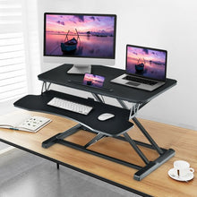 Load image into Gallery viewer, Converter Adjustable Riser Stand Desk with Keyboard Tray-Black
