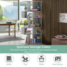 Load image into Gallery viewer, 5 Cubes Ladder Shelf Corner Bookshelf Display Rack Bookcase-Gray
