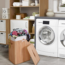 Load image into Gallery viewer, Rectangle Bamboo Hamper Laundry Basket Washing Cloth Bin Storage Bag Lid 3 color-Natural
