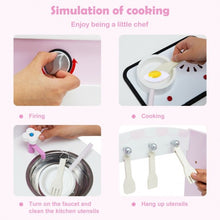 Load image into Gallery viewer, Kids Wooden Pretend Play Cooking Set with Sounds and Cookware Accessories
