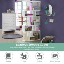 Load image into Gallery viewer, 5 Cubes Ladder Shelf Corner Bookshelf Display Rack Bookcase-White
