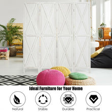 Load image into Gallery viewer, 5.6 Ft 4 Panels Folding Wooden Room Divider-White
