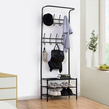 Load image into Gallery viewer, Metal Entryway Coat Hat Shoes Rack 18 Hooks Garment Rack
