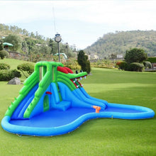 Load image into Gallery viewer, Inflatable Water Park Crocodile Bouncer Dual Slide Climbing Wall
