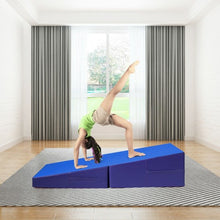 Load image into Gallery viewer, Tumbling Incline Gymnastics Exercise Folding Wedge Ramp Mat-Blue
