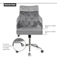 Load image into Gallery viewer, Tufted Upholstered Swivel Computer Desk Chair with Nailed Tri-Gray
