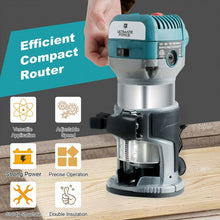 Load image into Gallery viewer, 1.25HP Palm Router Kit Variable Speed Woodworking with Plunge base
